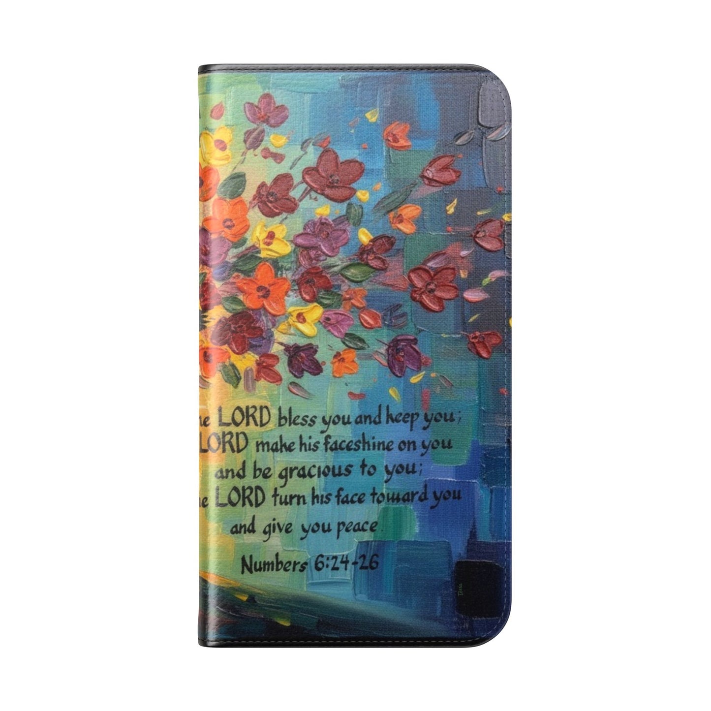 Inspirational Cross Scripture Flip Case – Christian Phone Wallet with Numbers 6:24–26, Faith Gift