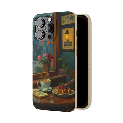 Cozy Moments: Rainy Day Café Biodegradable Cases