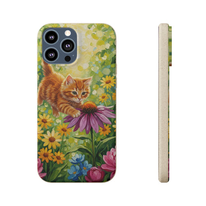 Kitten in a Sunlit Garden Biodegradable Phone Case