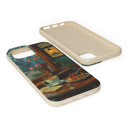 Cozy Moments: Rainy Day Café Biodegradable Cases