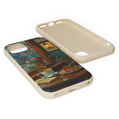 Cozy Moments: Rainy Day Café Biodegradable Cases