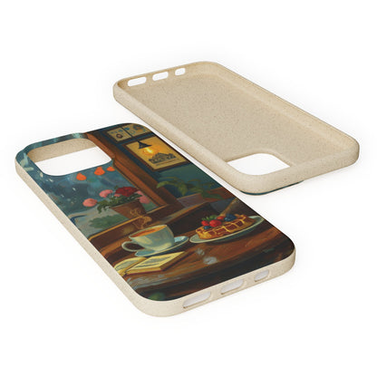 Cozy Moments: Rainy Day Café Biodegradable Cases