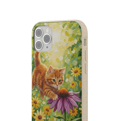 Kitten in a Sunlit Garden Biodegradable Phone Case