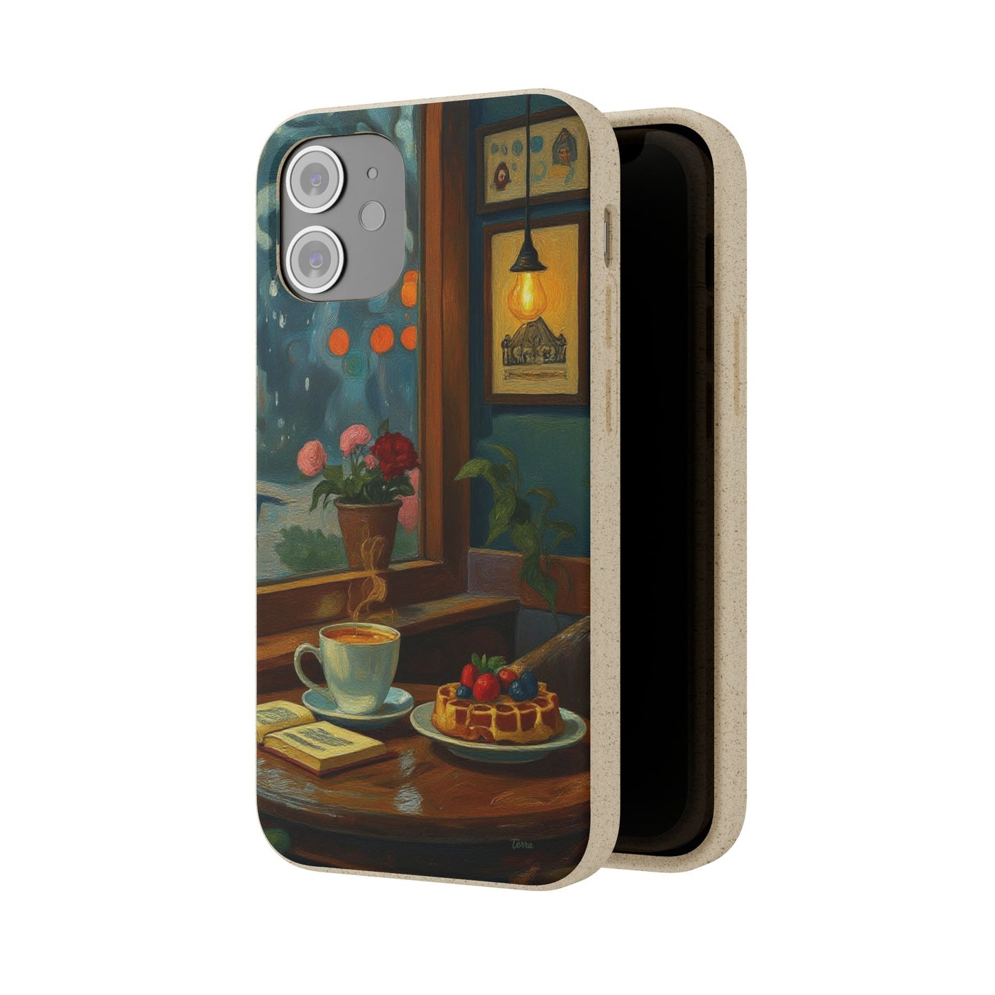 Cozy Moments: Rainy Day Café Biodegradable Cases