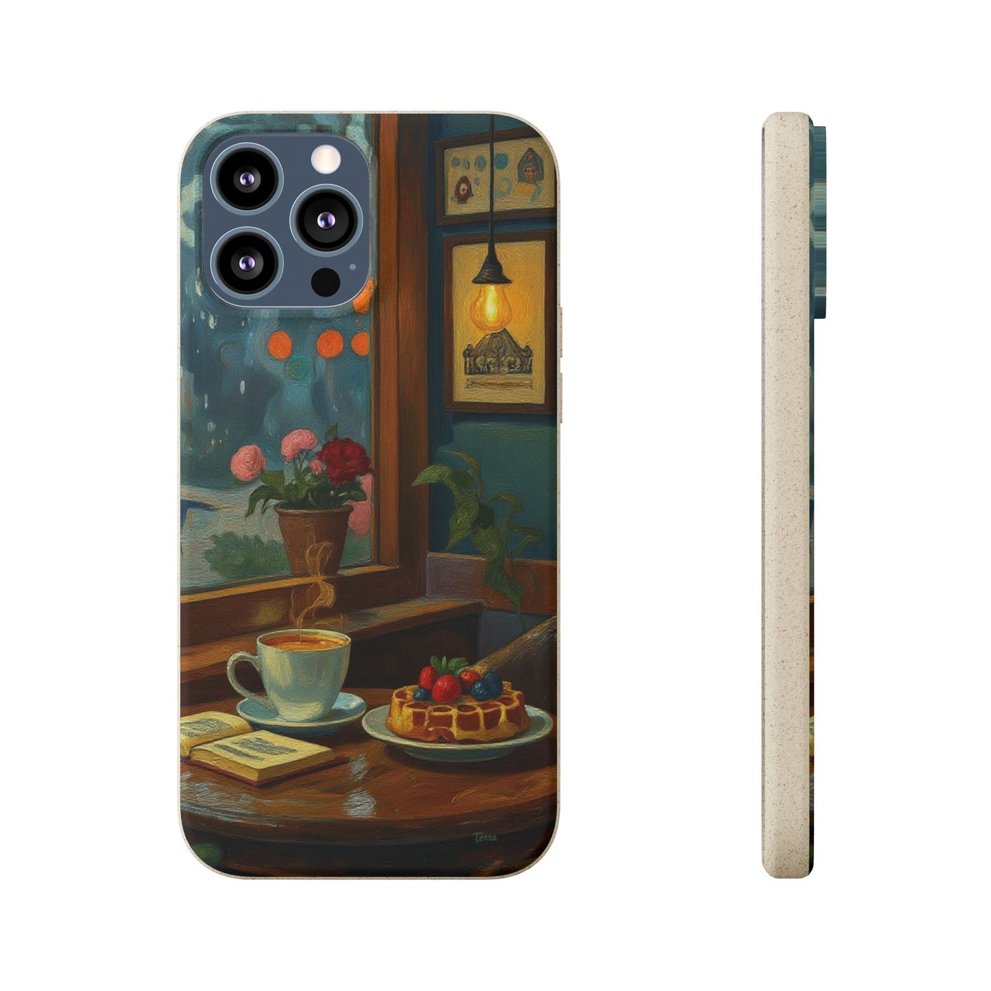 Cozy Moments: Rainy Day Café Biodegradable Cases