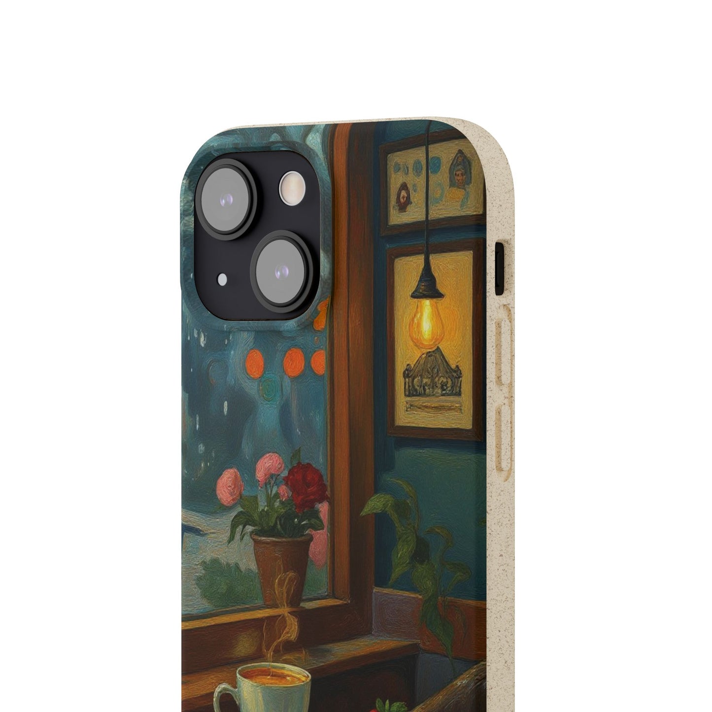 Cozy Moments: Rainy Day Café Biodegradable Cases