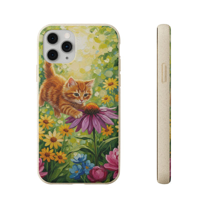 Kitten in a Sunlit Garden Biodegradable Phone Case