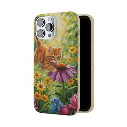 Kitten in a Sunlit Garden Biodegradable Phone Case