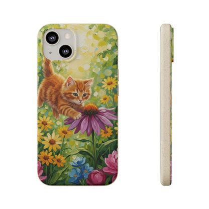 Kitten in a Sunlit Garden Biodegradable Phone Case
