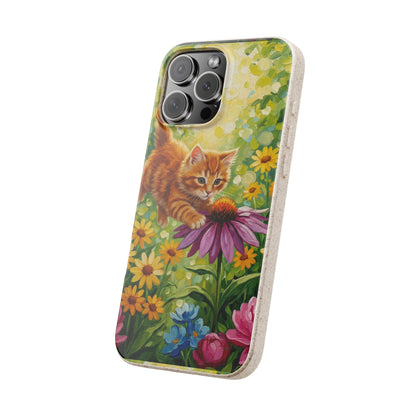 Kitten in a Sunlit Garden Biodegradable Phone Case