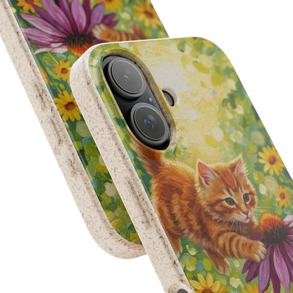 Kitten in a Sunlit Garden Biodegradable Phone Case