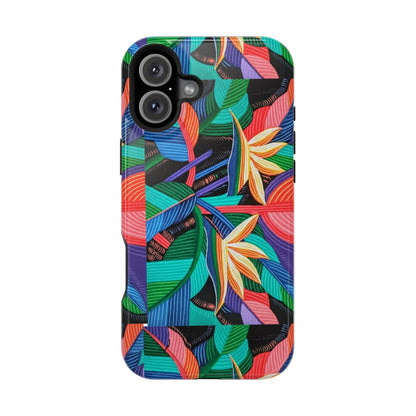 Neon Bird-of-Paradise Jungle | Magnetic Impact-Resistant Case, MagSafe Compatible, Dual-Layer Protection
