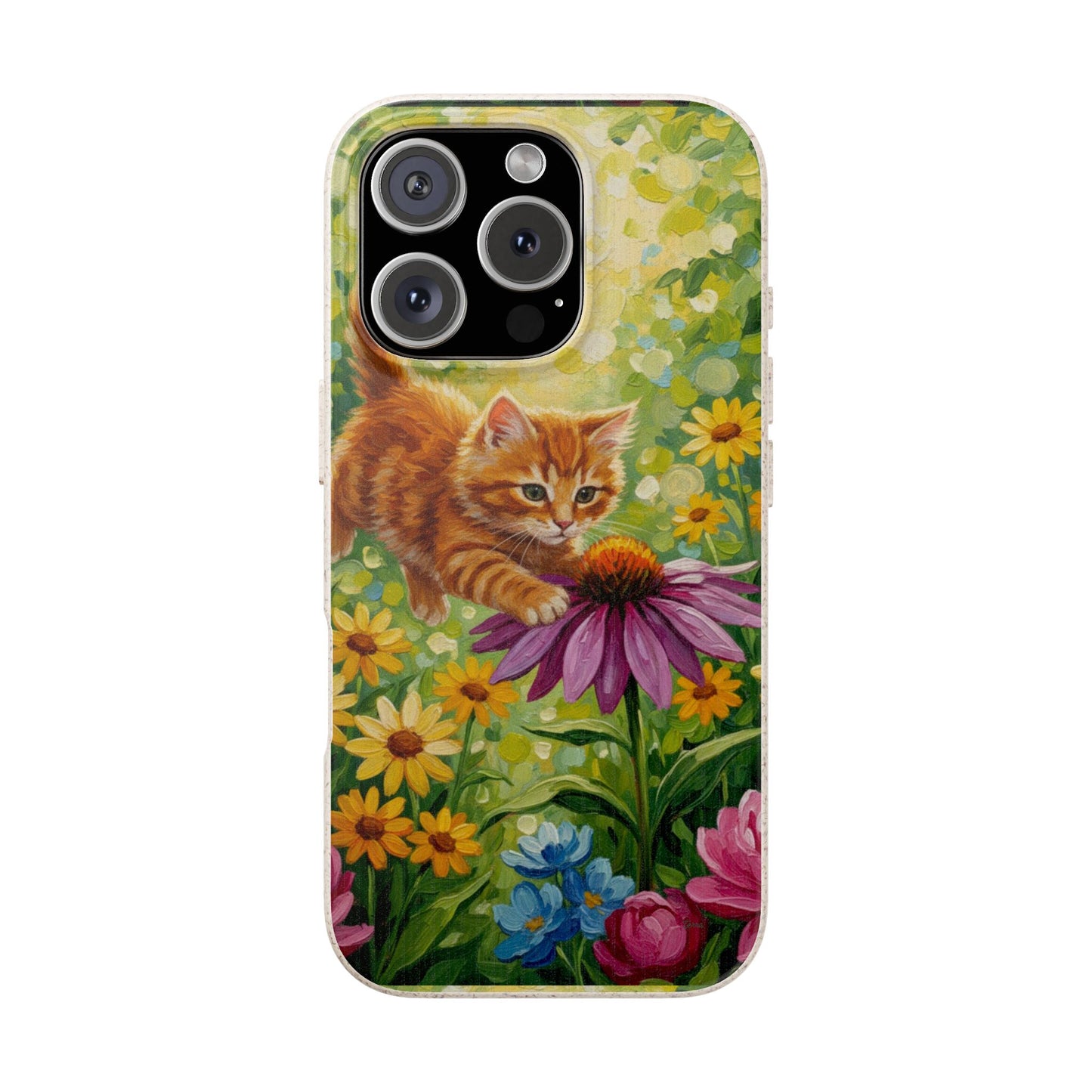 Kitten in a Sunlit Garden Biodegradable Phone Case