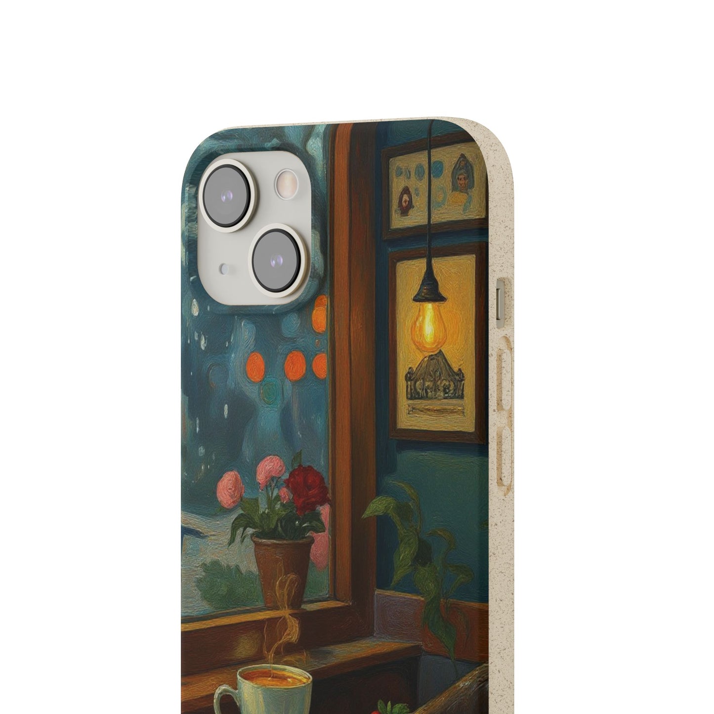 Cozy Moments: Rainy Day Café Biodegradable Cases