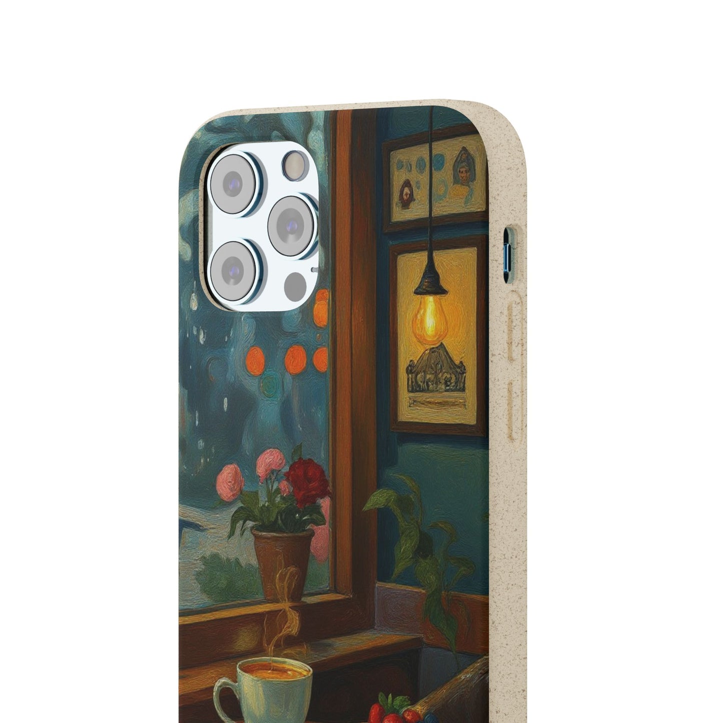 Cozy Moments: Rainy Day Café Biodegradable Cases