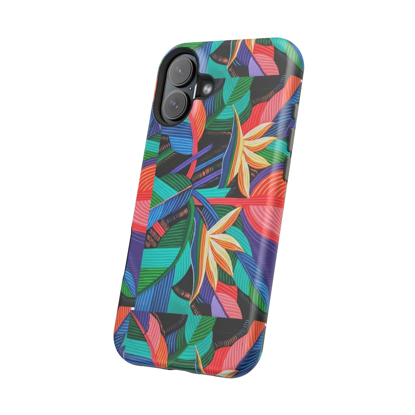 Neon Bird-of-Paradise Jungle | Magnetic Impact-Resistant Case, MagSafe Compatible, Dual-Layer Protection