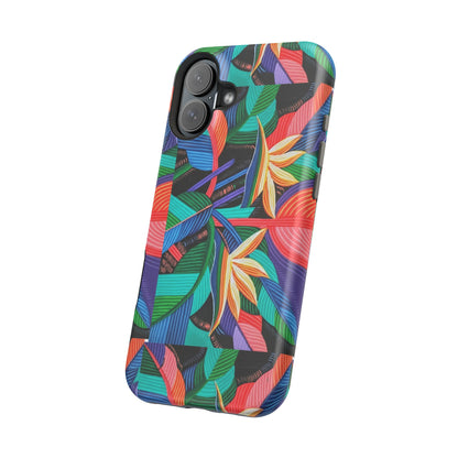 Neon Bird-of-Paradise Jungle | Magnetic Impact-Resistant Case, MagSafe Compatible, Dual-Layer Protection