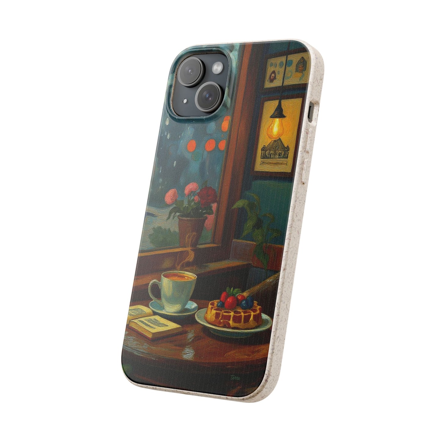 Cozy Moments: Rainy Day Café Biodegradable Cases