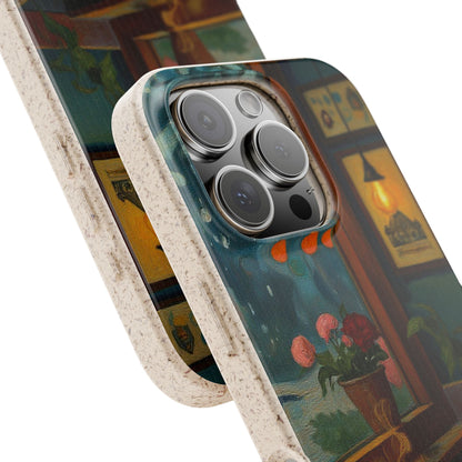 Cozy Moments: Rainy Day Café Biodegradable Cases