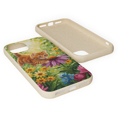 Kitten in a Sunlit Garden Biodegradable Phone Case