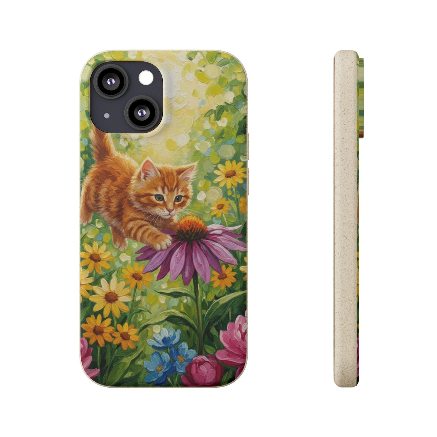 Kitten in a Sunlit Garden Biodegradable Phone Case