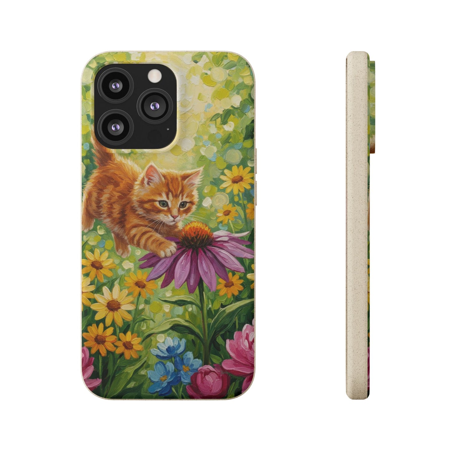 Kitten in a Sunlit Garden Biodegradable Phone Case