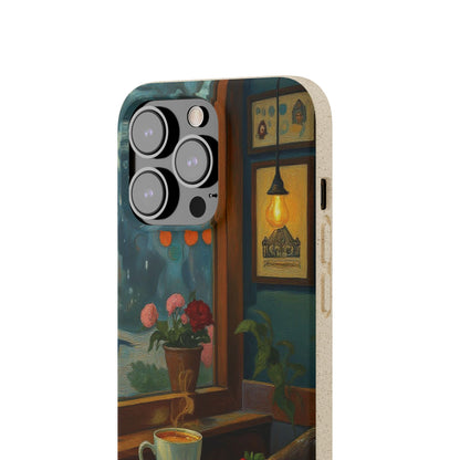 Cozy Moments: Rainy Day Café Biodegradable Cases