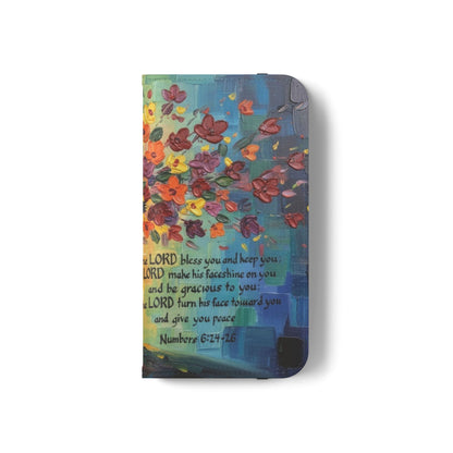 Inspirational Cross Scripture Flip Case – Christian Phone Wallet with Numbers 6:24–26, Faith Gift