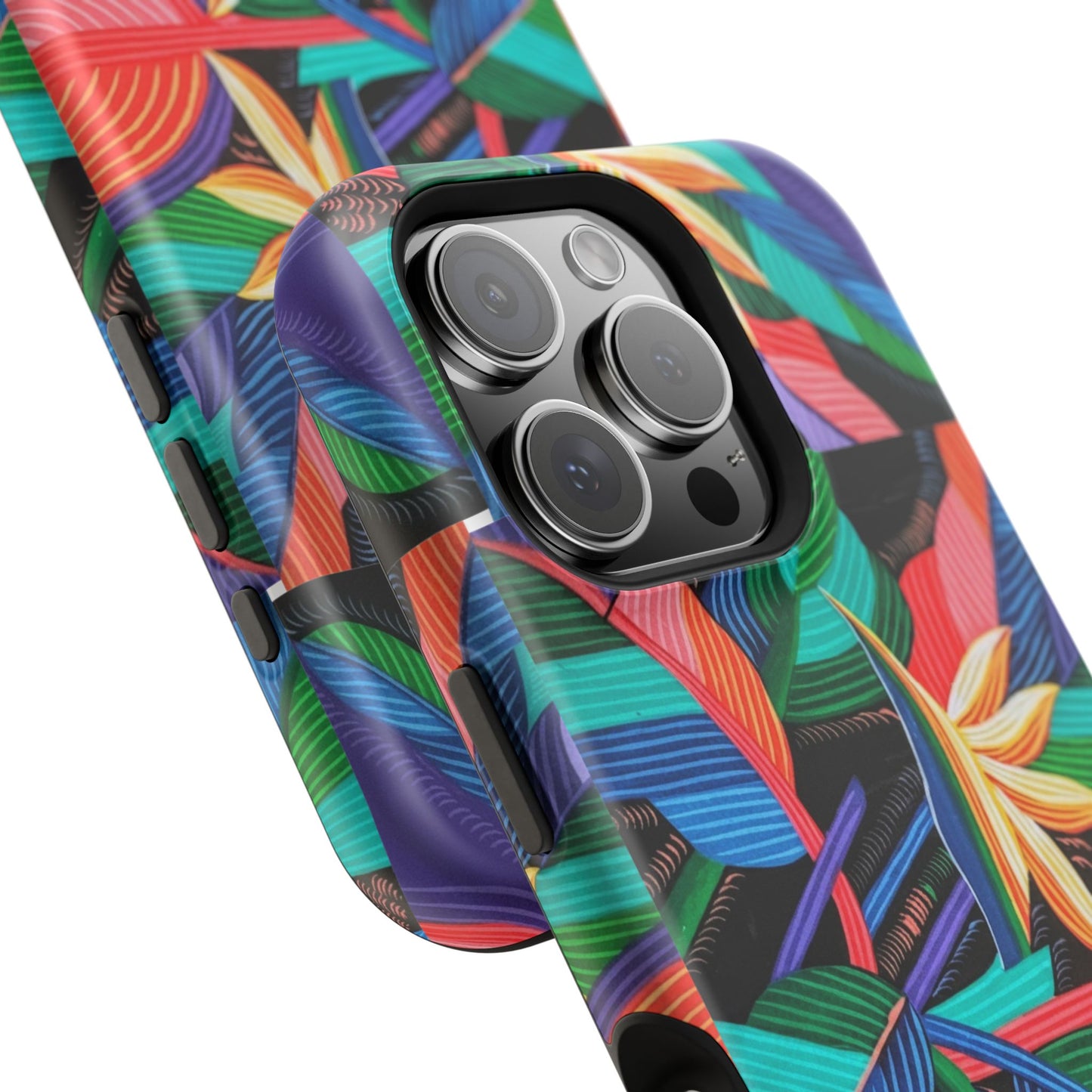 Neon Bird-of-Paradise Jungle | Magnetic Impact-Resistant Case, MagSafe Compatible, Dual-Layer Protection