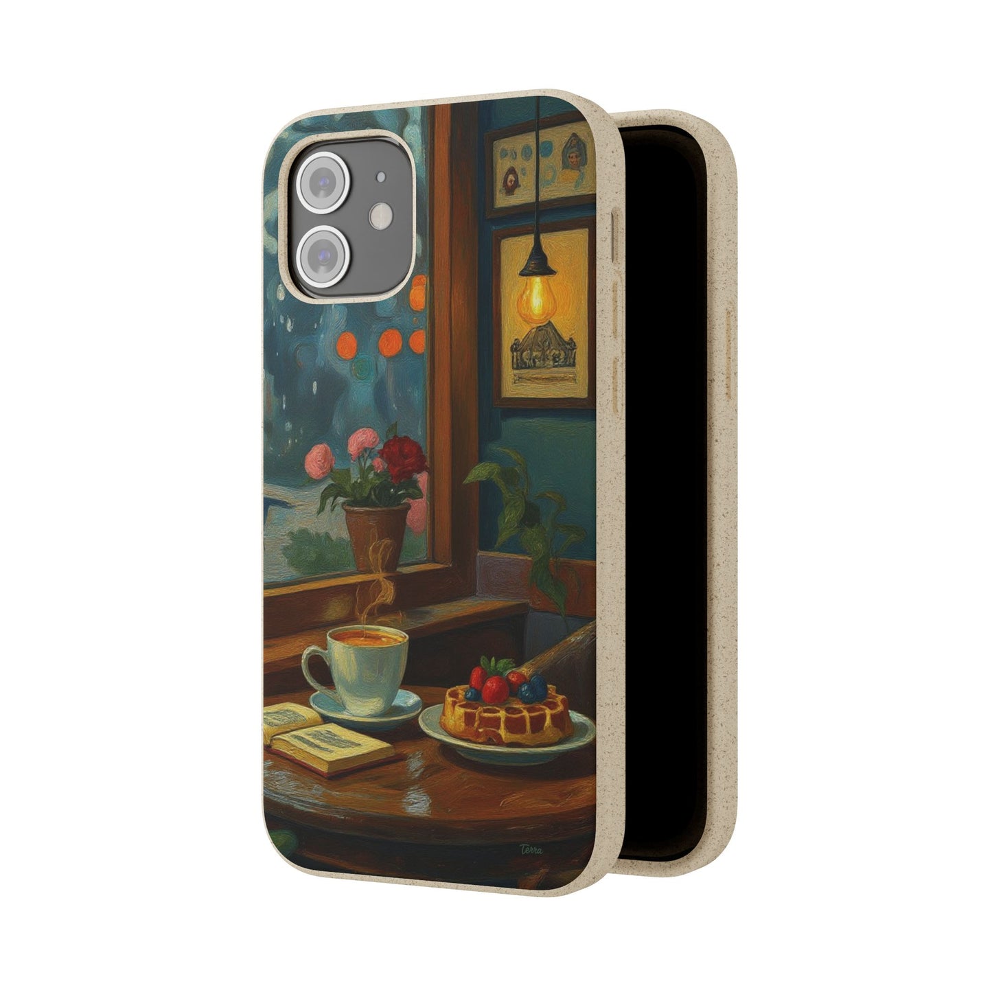 Cozy Moments: Rainy Day Café Biodegradable Cases