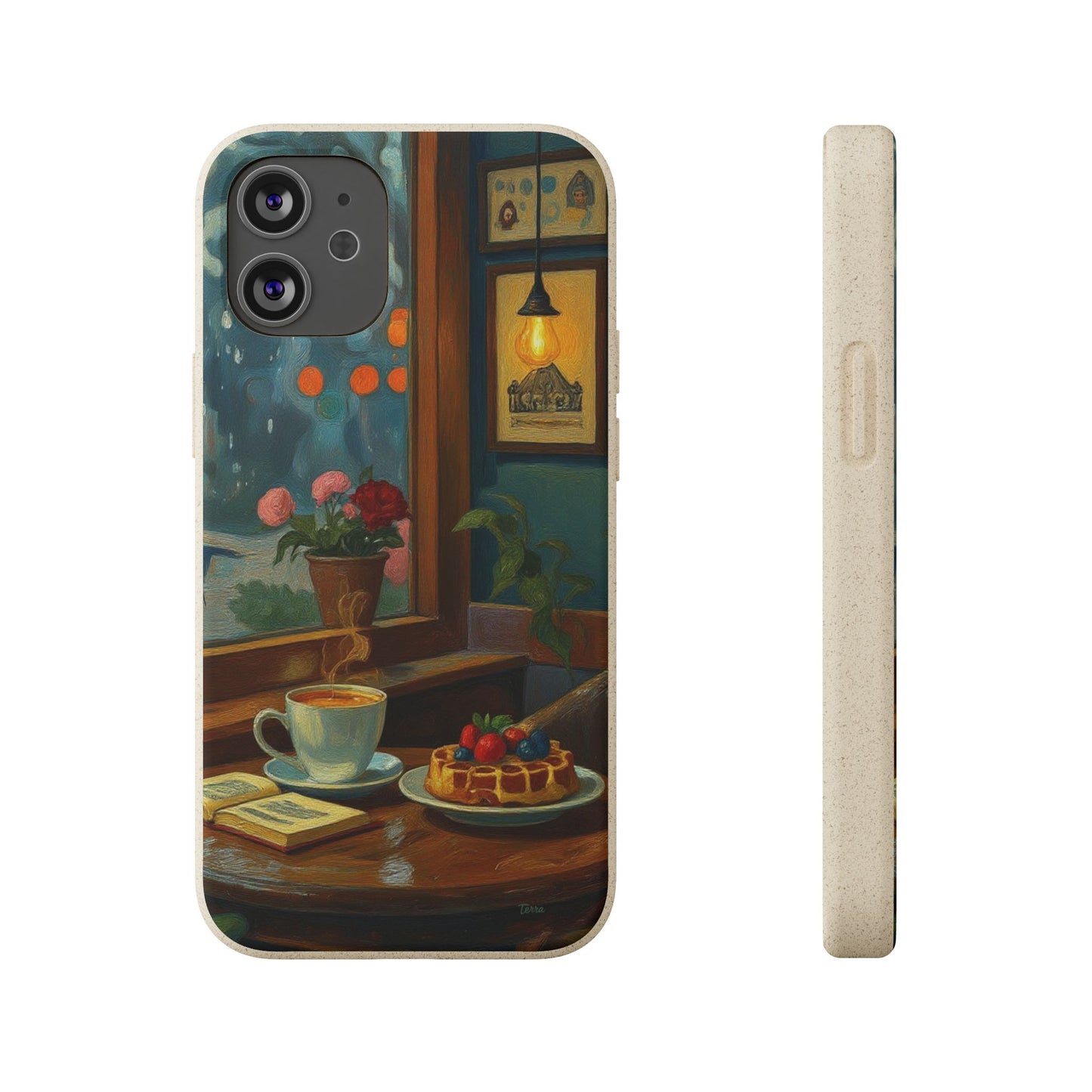 Cozy Moments: Rainy Day Café Biodegradable Cases