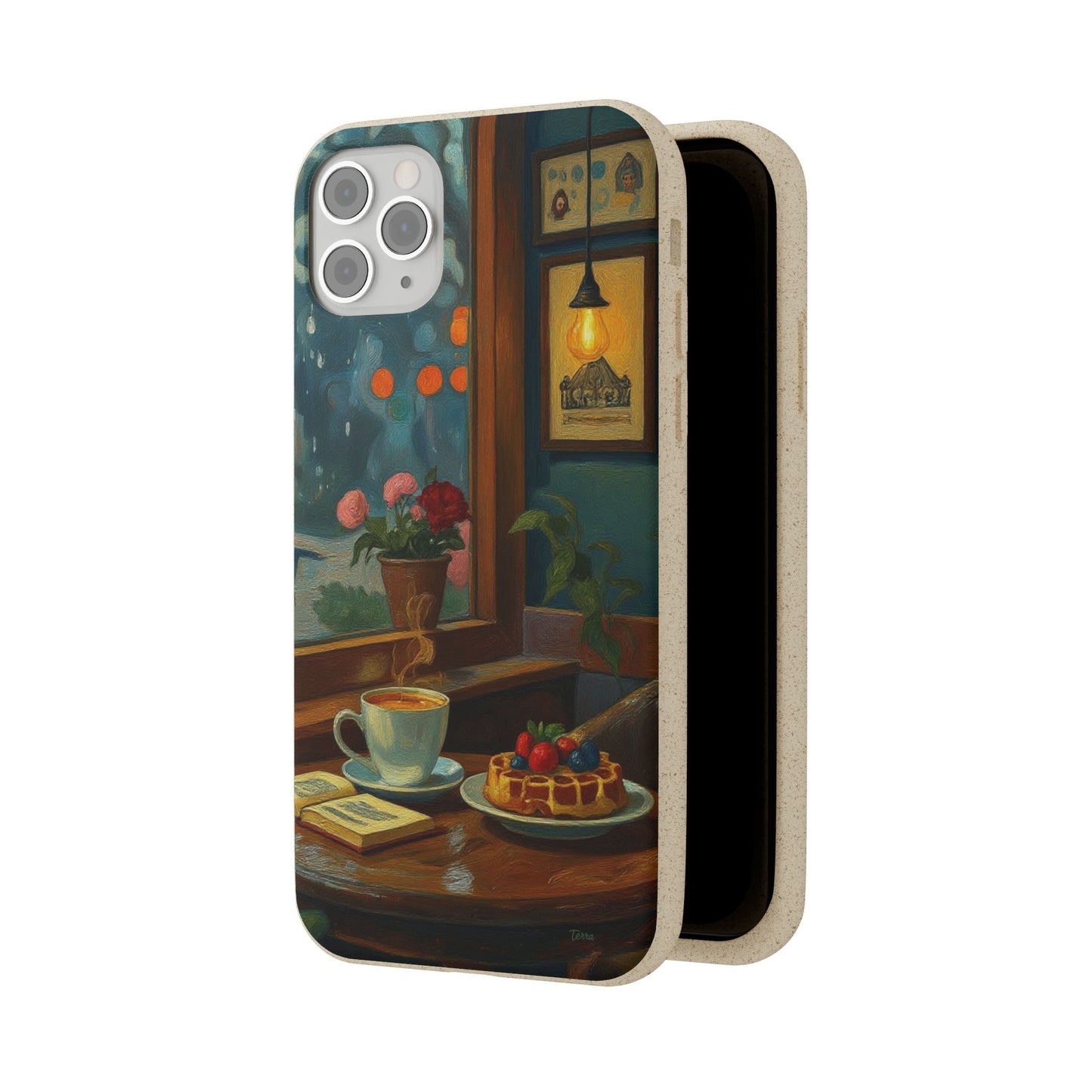 Cozy Moments: Rainy Day Café Biodegradable Cases