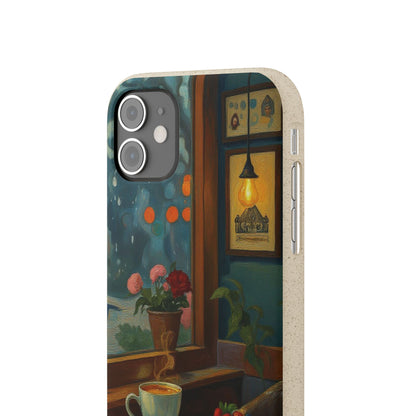 Cozy Moments: Rainy Day Café Biodegradable Cases