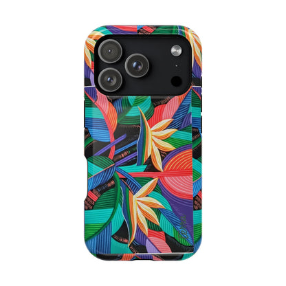 Neon Bird-of-Paradise Jungle | Magnetic Impact-Resistant Case, MagSafe Compatible, Dual-Layer Protection