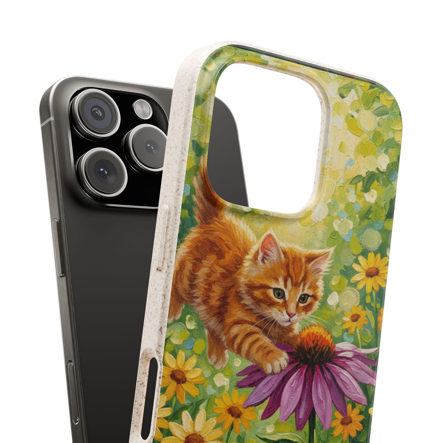 Kitten in a Sunlit Garden Biodegradable Phone Case