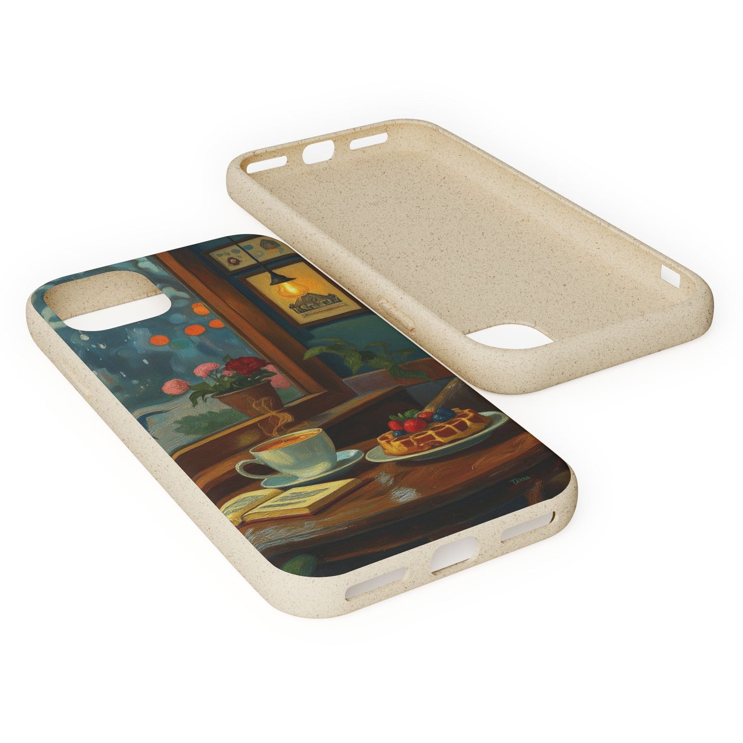 Cozy Moments: Rainy Day Café Biodegradable Cases
