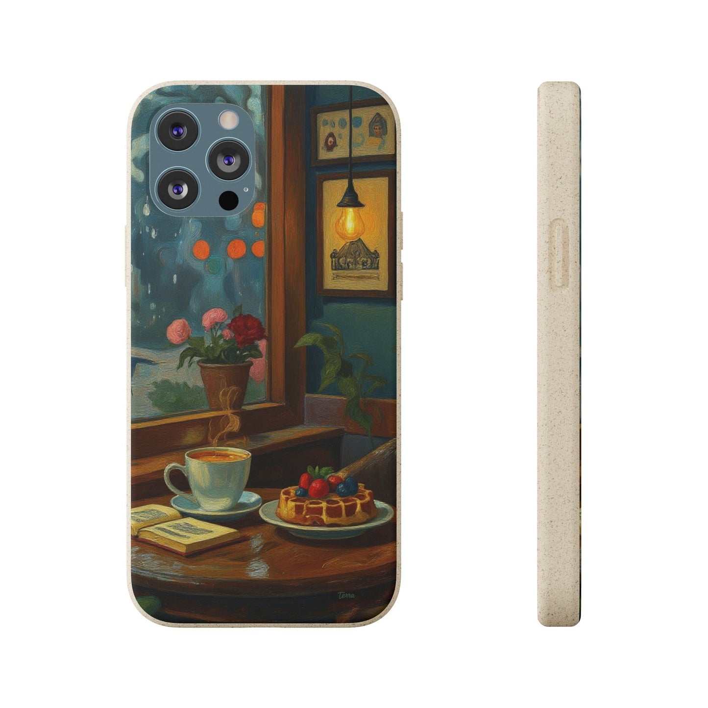 Cozy Moments: Rainy Day Café Biodegradable Cases