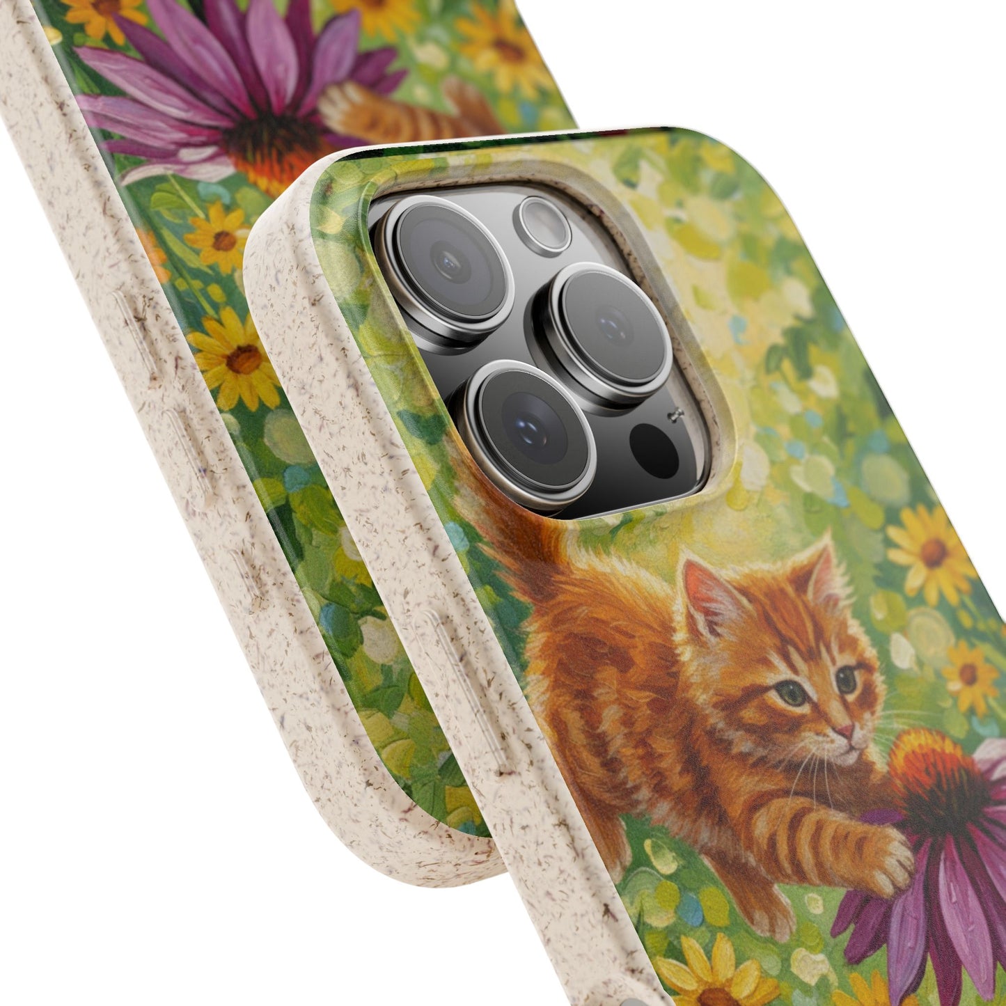 Kitten in a Sunlit Garden Biodegradable Phone Case