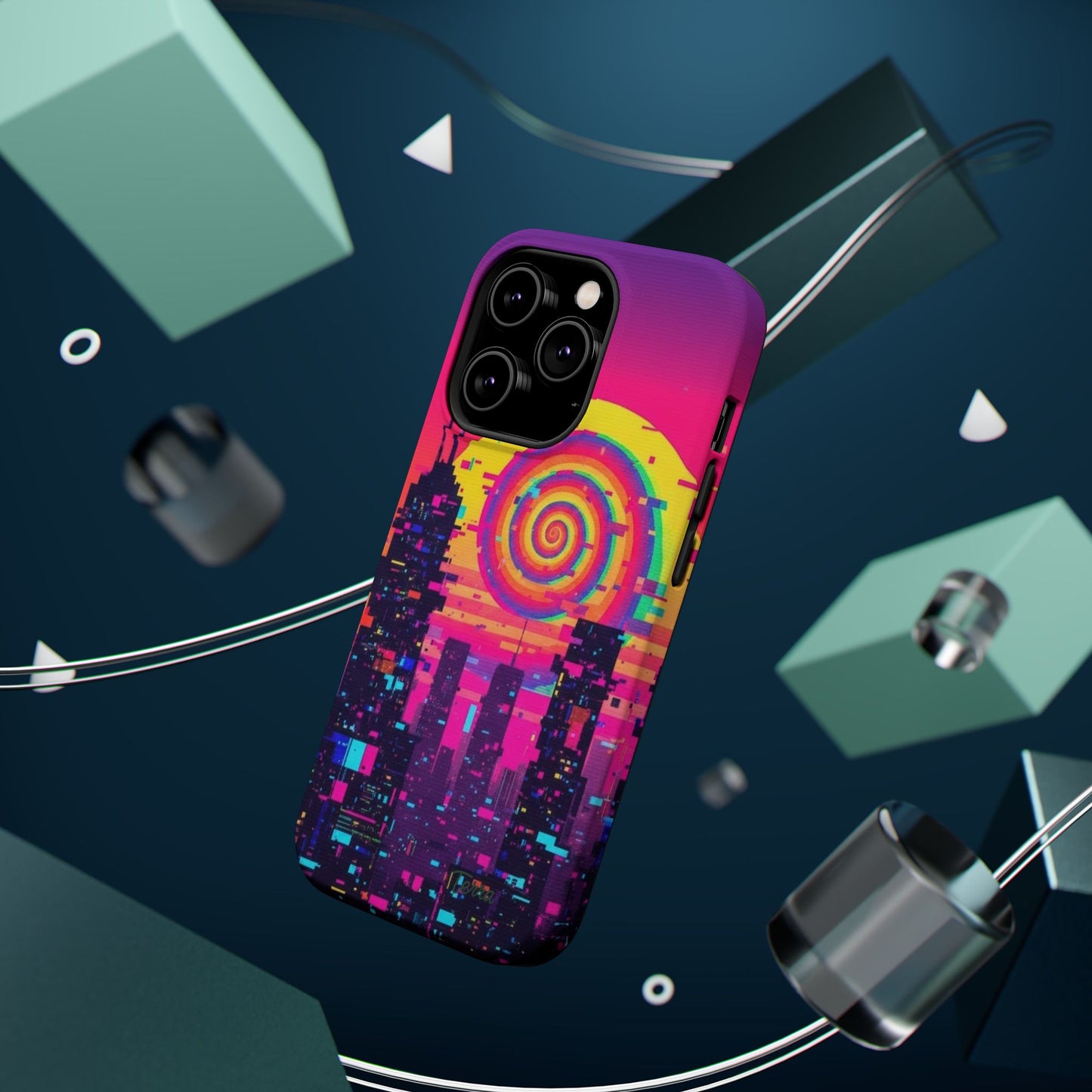 Neon Spiral Skyline Case