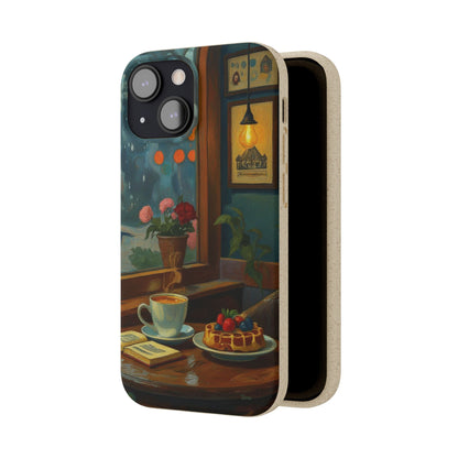 Cozy Moments: Rainy Day Café Biodegradable Cases