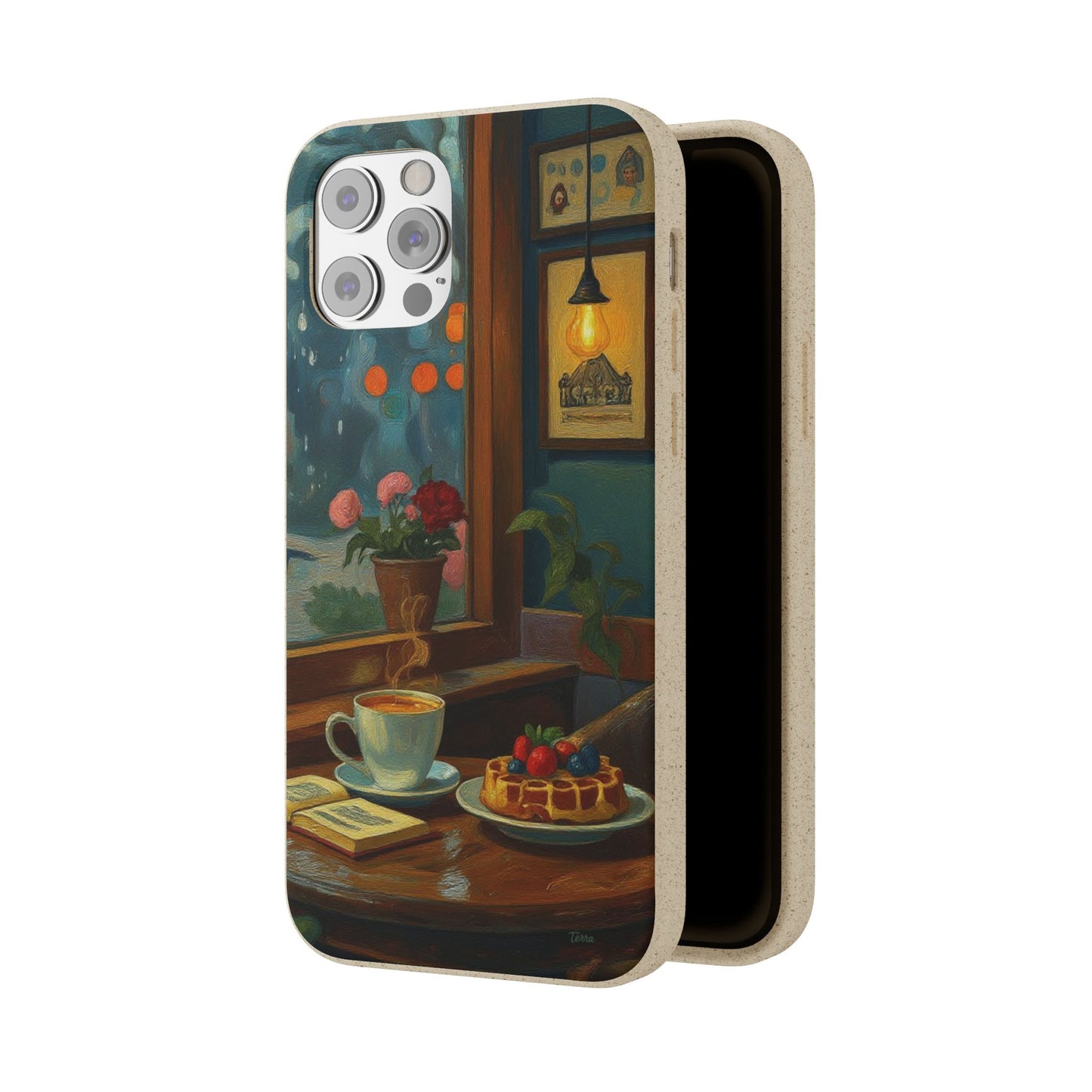 Cozy Moments: Rainy Day Café Biodegradable Cases