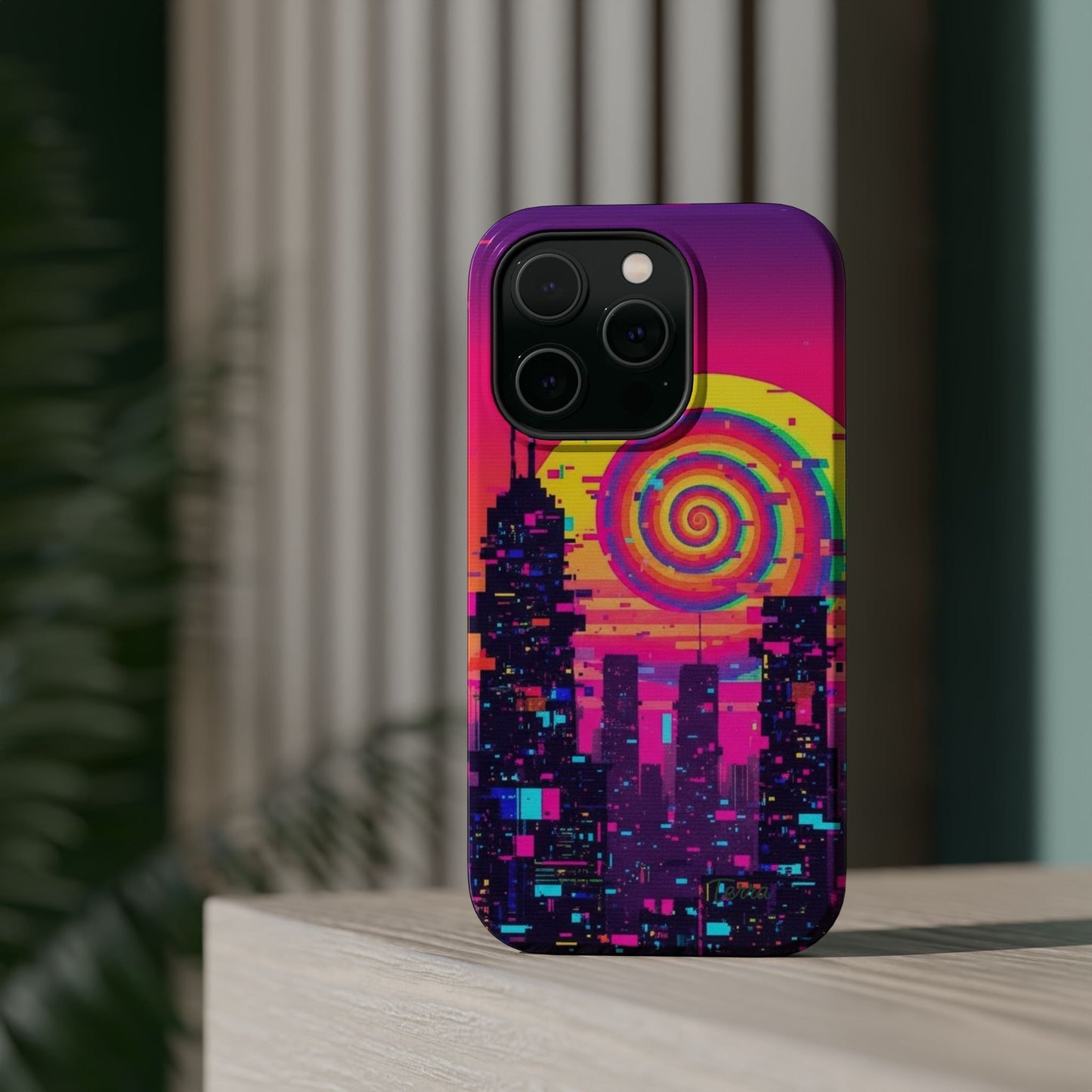 Neon Spiral Skyline Case