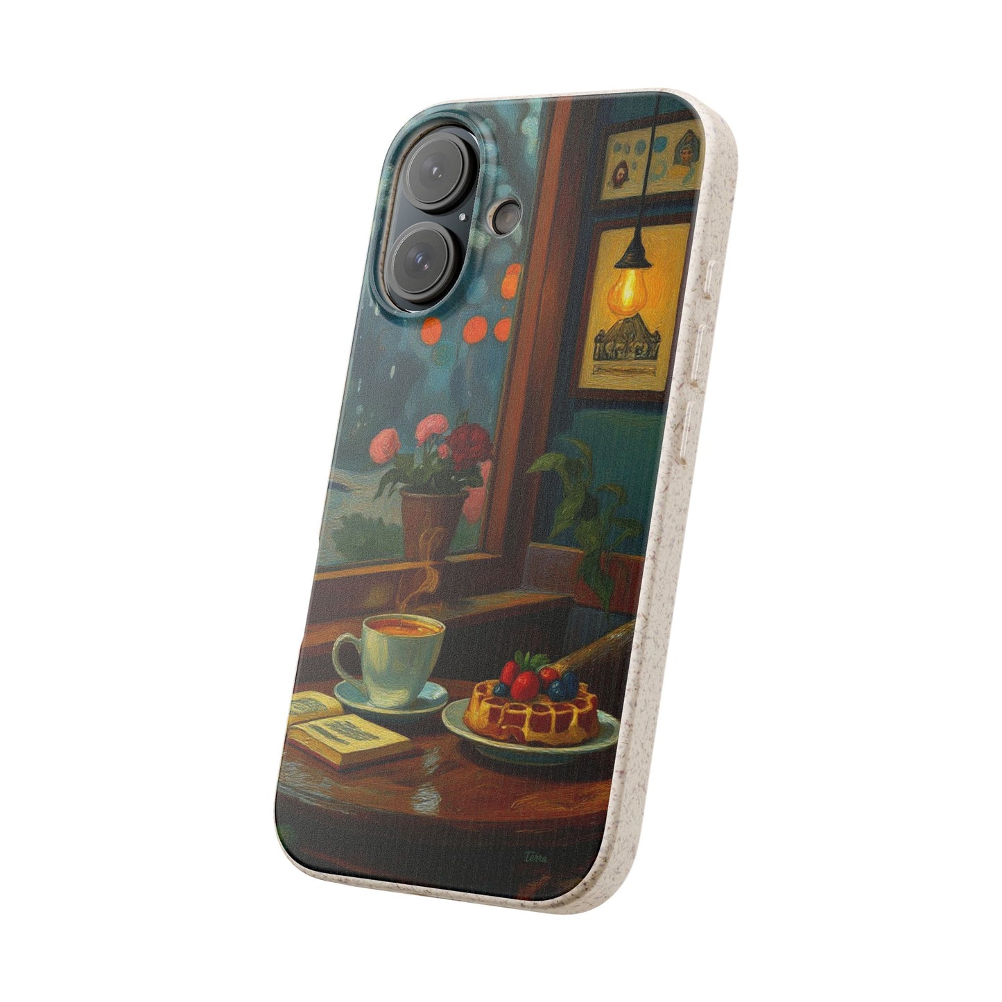 Cozy Moments: Rainy Day Café Biodegradable Cases