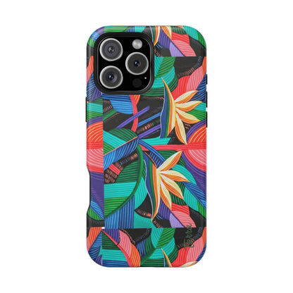 Neon Bird-of-Paradise Jungle | Magnetic Impact-Resistant Case, MagSafe Compatible, Dual-Layer Protection