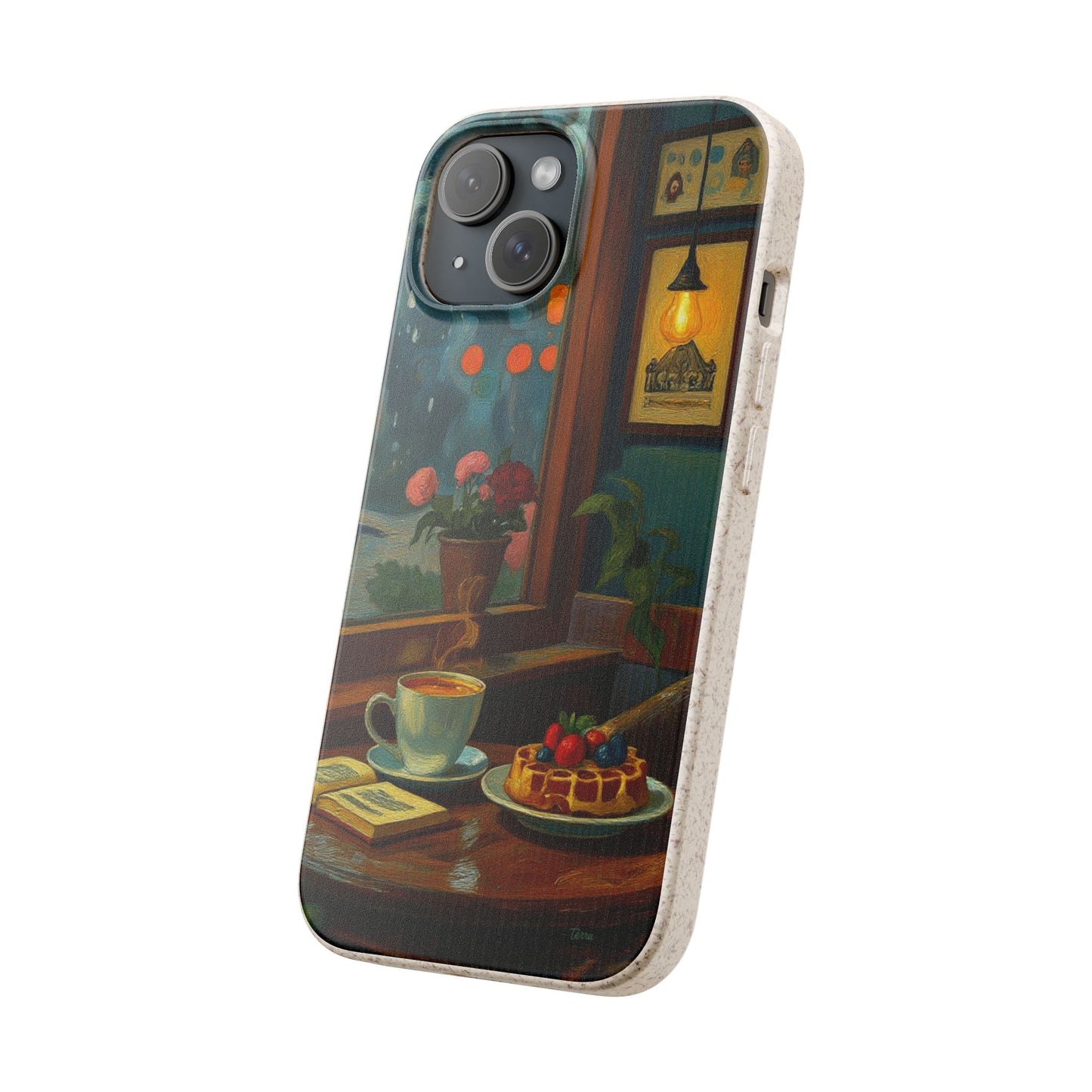 Cozy Moments: Rainy Day Café Biodegradable Cases