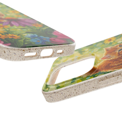Kitten in a Sunlit Garden Biodegradable Phone Case
