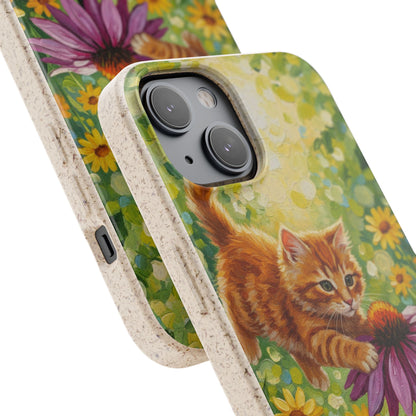 Kitten in a Sunlit Garden Biodegradable Phone Case
