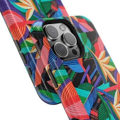 Neon Bird-of-Paradise Jungle | Magnetic Impact-Resistant Case, MagSafe Compatible, Dual-Layer Protection
