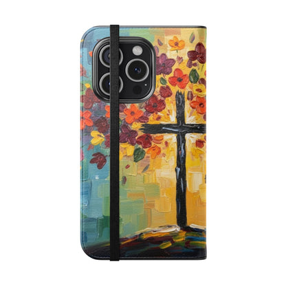 Inspirational Cross Scripture Flip Case – Christian Phone Wallet with Numbers 6:24–26, Faith Gift