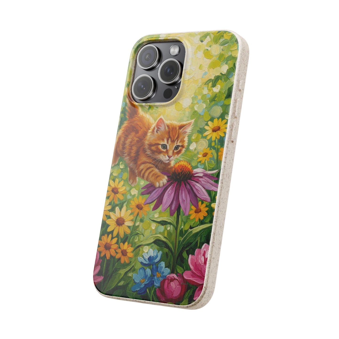 Kitten in a Sunlit Garden Biodegradable Phone Case